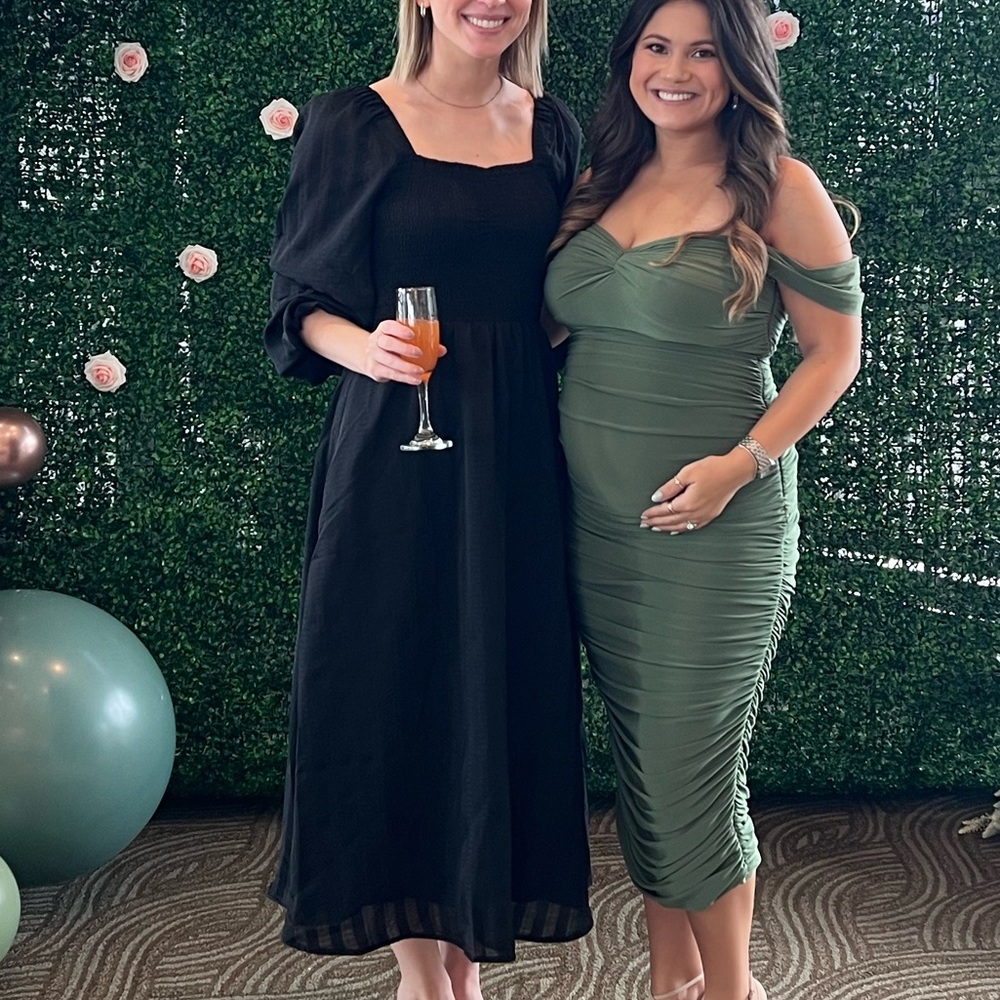 Madewell Ruched Black Midi Dress
